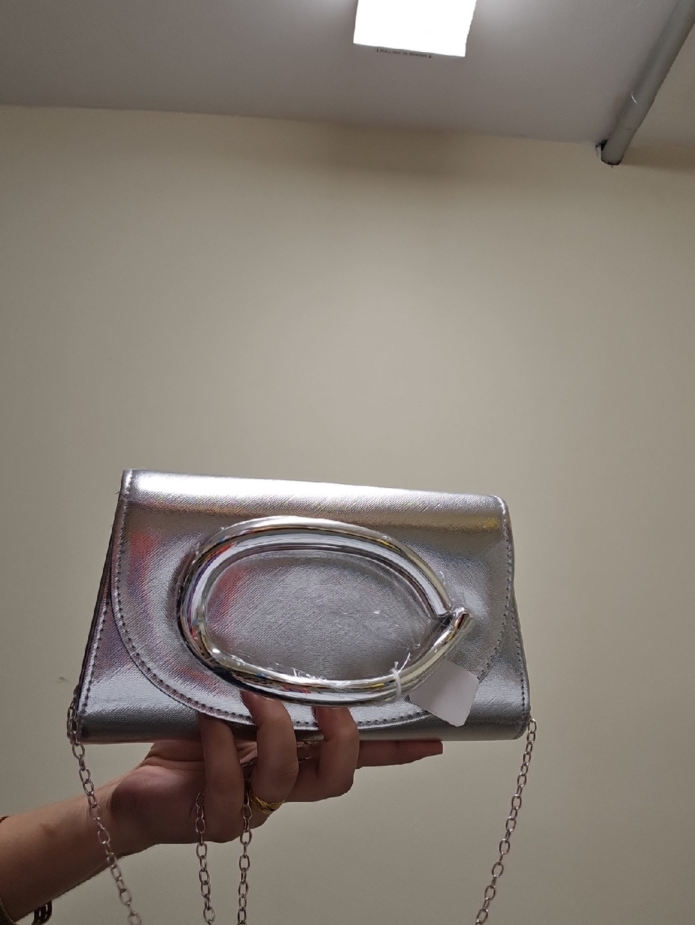 Silver Metallic Chain Shoulder Bag